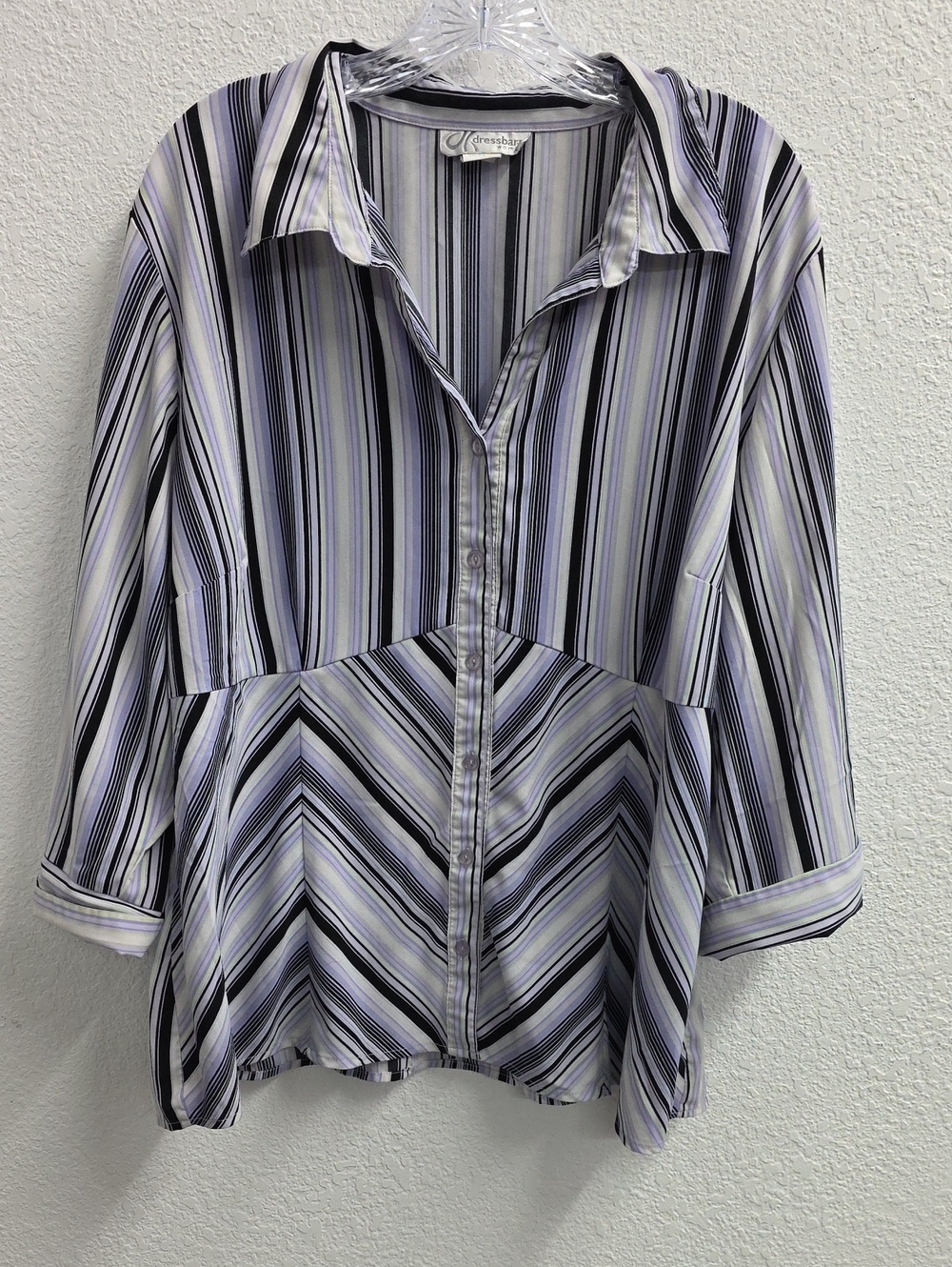 DressBarn Woman Stripe Button Blouse Top Size 3X